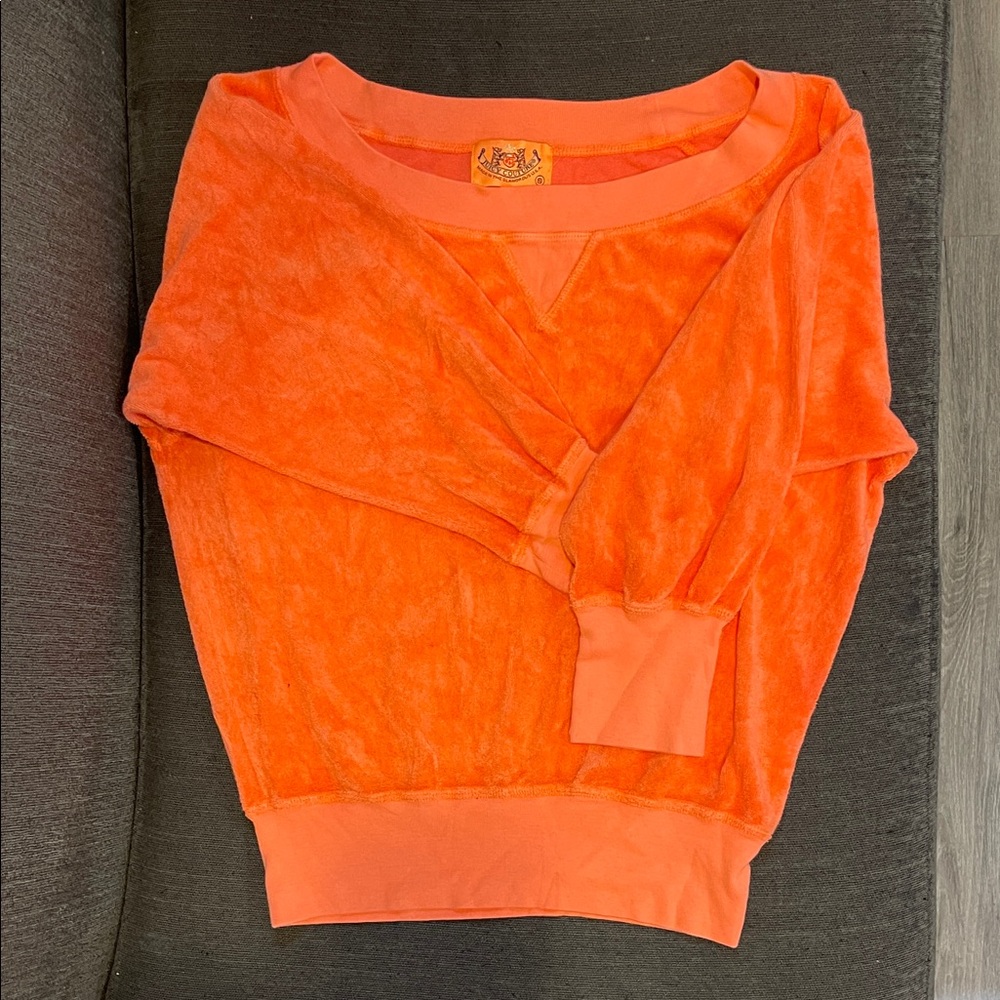Juicy Couture - Orange Terry Cloth Pullover Top - Wide Neck (S) - Never Worn